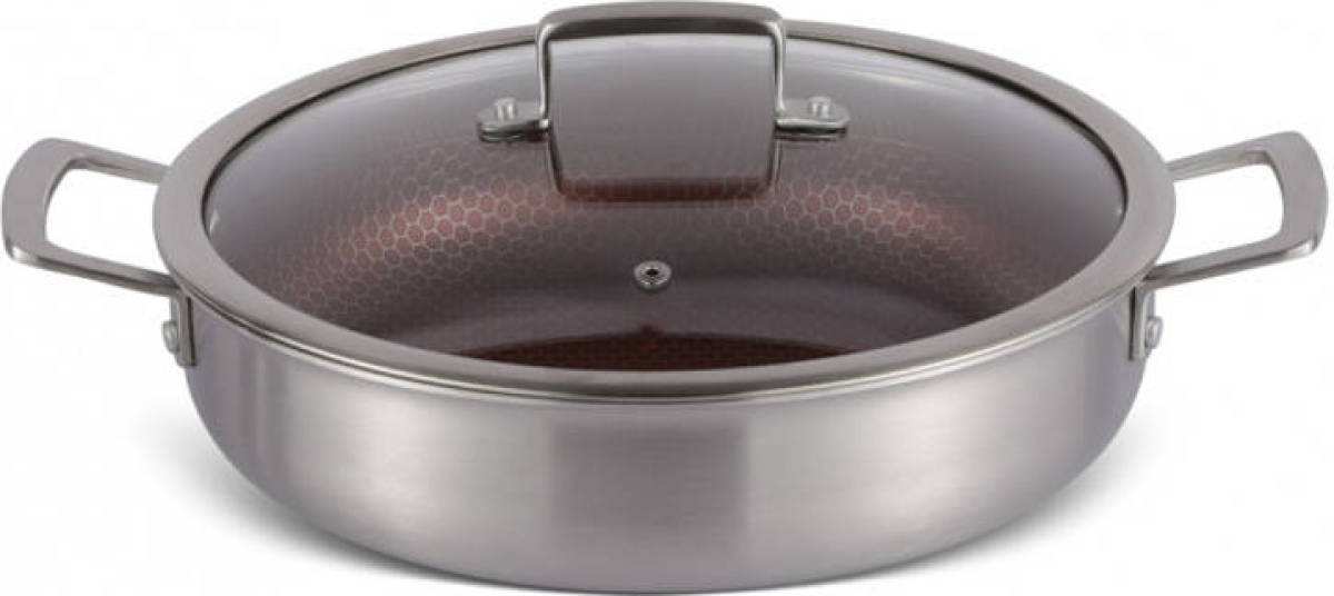 EDENBERG Exclusive Line - Hapjespan Zonder Steel Keramisch - 28 x 7cm - 3-laags antiaanbaklaag - Zilverkleurig, RVS
