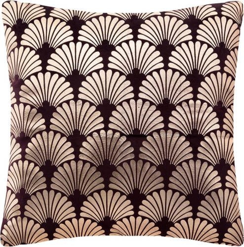 CASA DI ELTURO Velvet Sierkussen Pauw - Donker Paars/Zwart - 40 x 40 cm