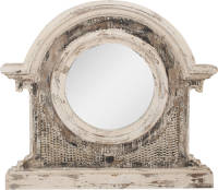Clayre & Eef Spiegel 89x8x82 cm Beige Bruin Glas Hout Rond Wandspiegel Beige Wandspiegel