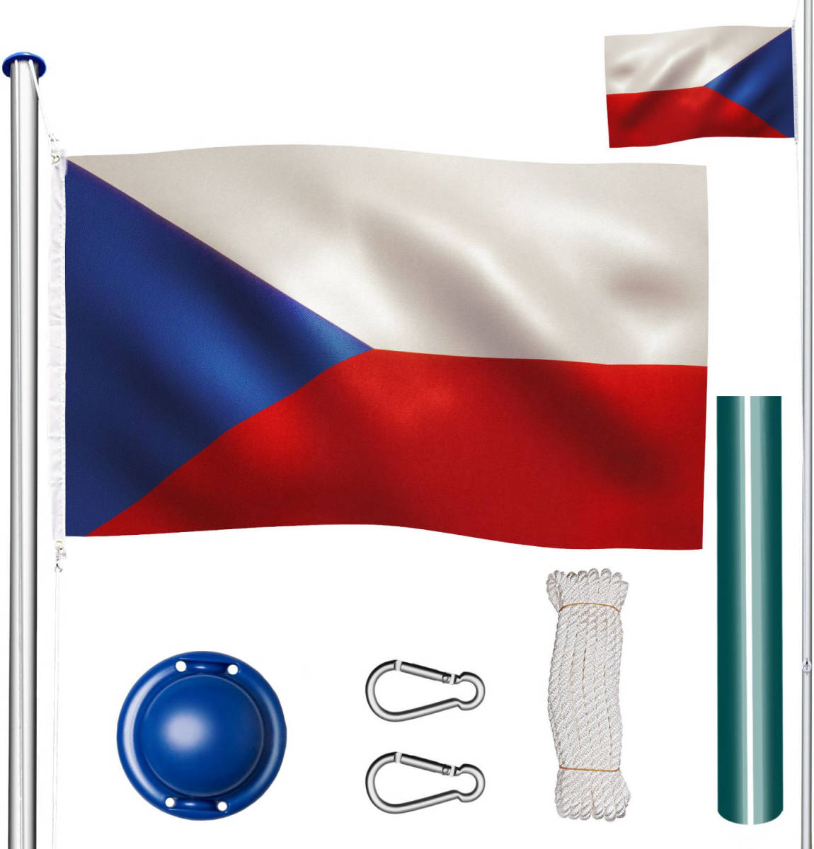 Tectake - Aluminium vlaggenmast Tsjechië