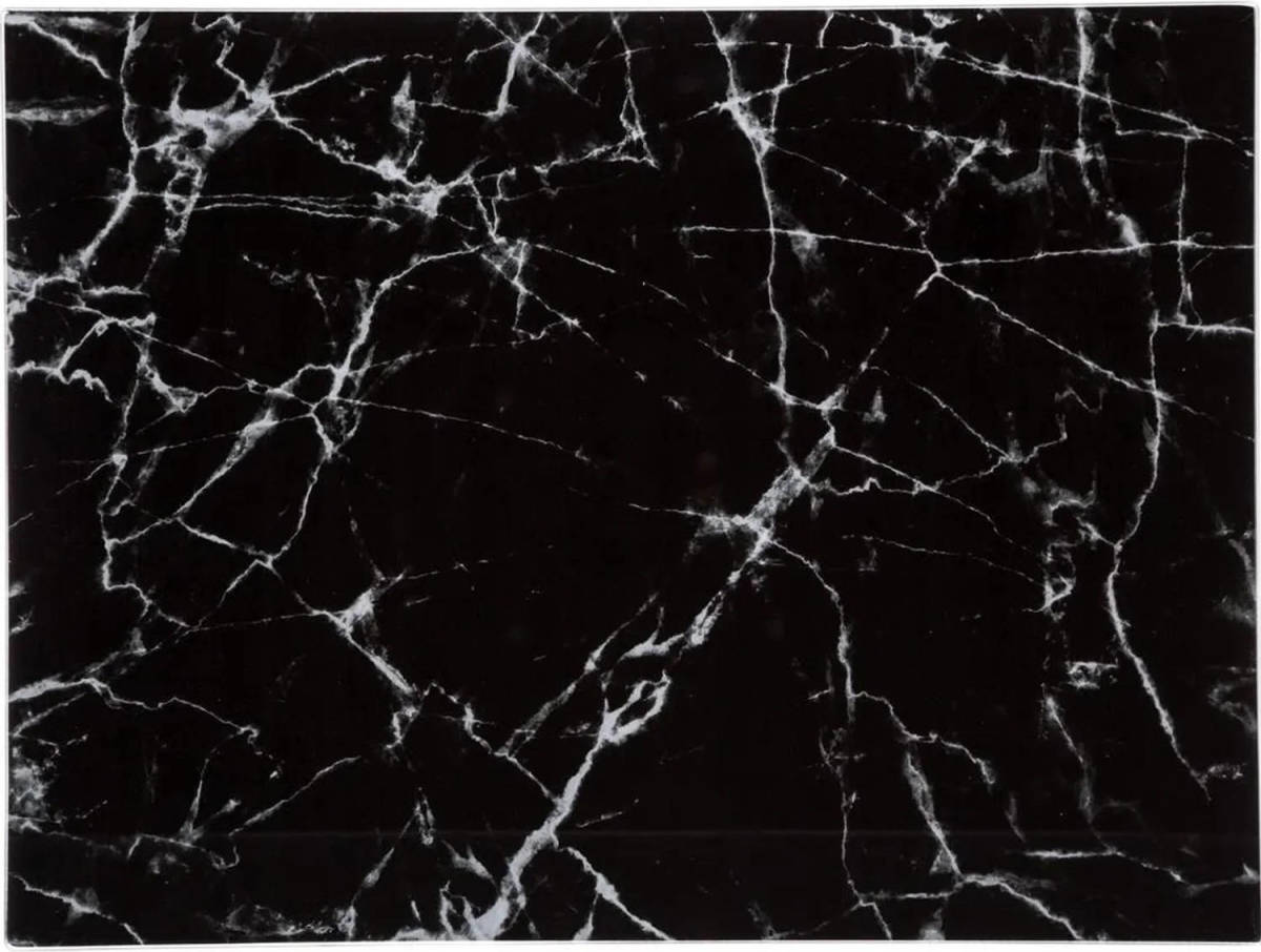 Secret de Gourmet Snijplank rechthoek zwart met marmer print 40 x 30 cm van glas - Snijplanken