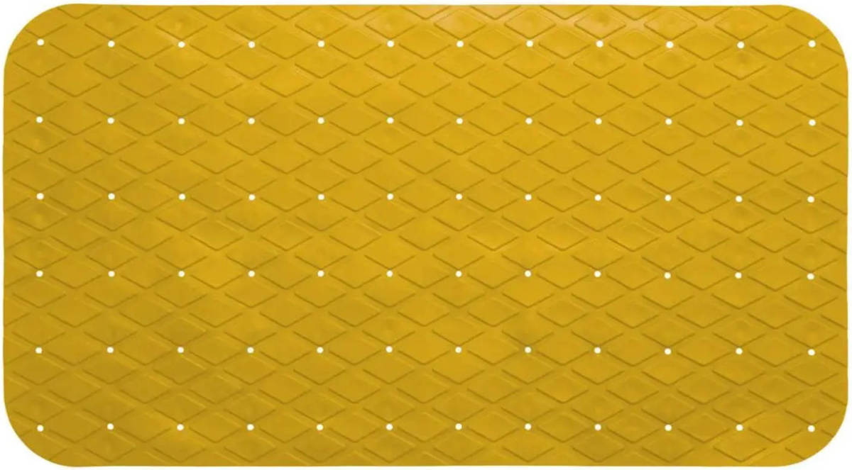 5five Anti-slip badkamer douche/bad mat geel 70 x 35 cm rechthoekig - Badmatjes
