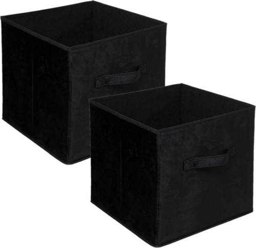 5five Set van 2x stuks opbergmand/kastmand 29 liter zwart polyester 31 x 31 x 31 cm - Opbergmanden