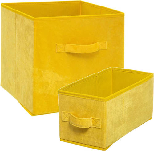 5five Set van 2x stuks opbergmanden/kastmanden 7 en 29 liter geel van polyester 31 cm - Opbergkisten