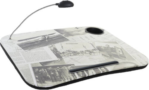 Items Schootkussen/laptray met LED verlichting 48 x 38 cm vintage kranten print - Dienbladen