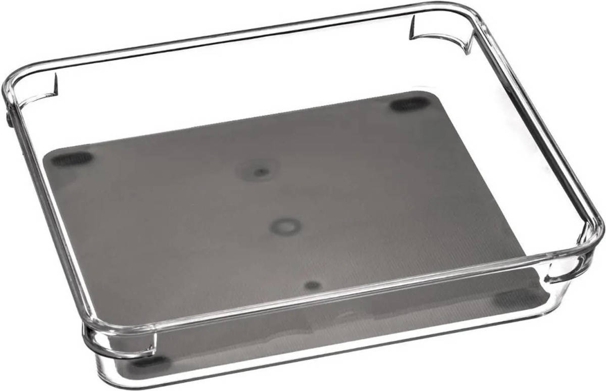Secret de Gourmet Bestekbak/keuken organizer 1-vaks Tidy Smart grijs transparant kunststof 23,2 x 16 x 4,5 cm - Bestekbakken