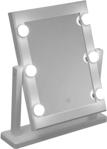 5five Make-up spiegel met LED verlichting op standaard wit 37 x 9 x 41 cm - Make-up spiegeltjes