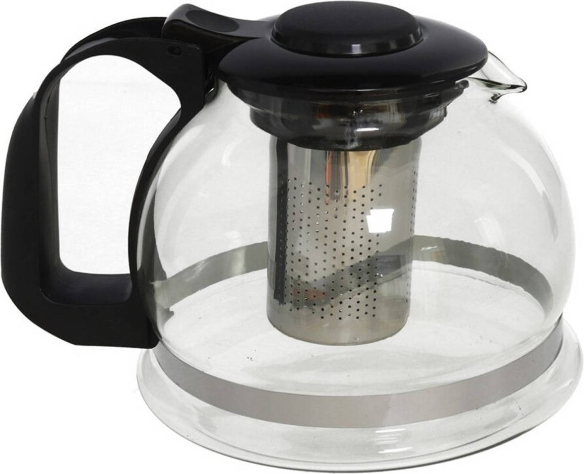 Gerimport Glazen theepot 1600 ml met filter/infuser en handvat - Theepotten