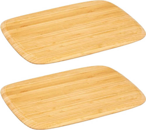 5five 2x Stuks snijplank rechthoek 28 x 25 cm van bamboe hout - Snijplanken
