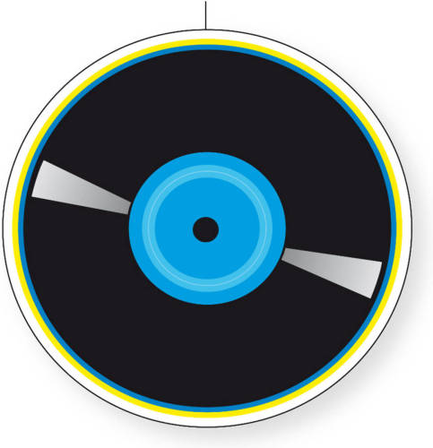 Bellatio Decorations Seventies eighties disco thema LP/vinylplaat decoratie blauw 28 cm - Hangdecoratie