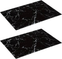 Secret de Gourmet 2x Stuks snijplank rechthoek zwart met marmer print 40 x 30 cm van glas - Snijplanken