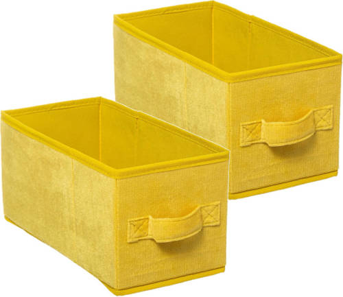 5five Set van 2x stuks opbergmand/kastmand 7 liter geel polyester 31 x 15 x 15 cm - Opbergmanden