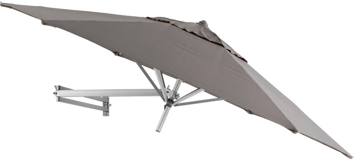 Acaza Easysol Muurparasol - Hexagonaal / Rond - Parasol voor Muur of Wand - 250 cm diameter - Taupe