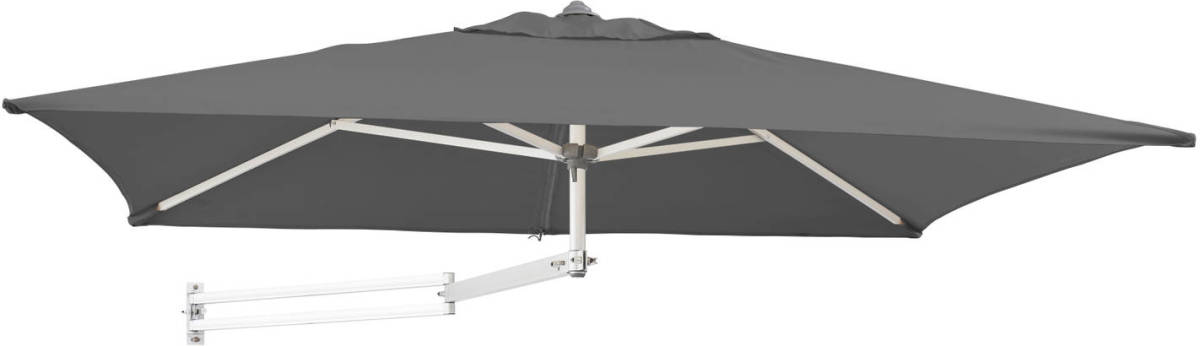 Acaza EASYSOL Rechthoekige Muurparasol - 200 x 140 cm - Parasol voor Muur of Wand - Donker Grijs