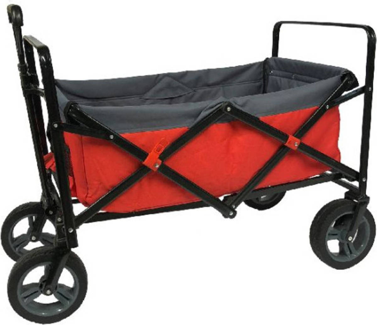 Outdoor Bolderkar / Bolderwagen met Massieve Wielen - Opvouwbaar - Rood / Grijs