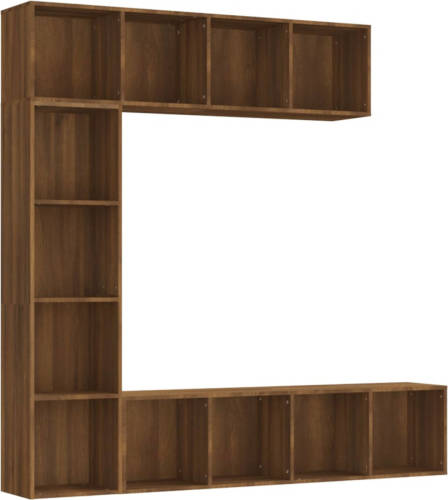 VidaXL 3-delige boekenkast- / tv-meubelset 180x30x180 cm bruineiken