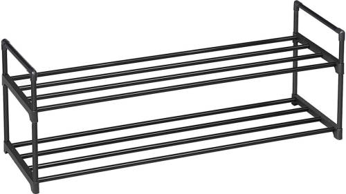 Acaza Schoenenrek - stapelbaar - 2 niveaus - 92x33x30 cm - zwart