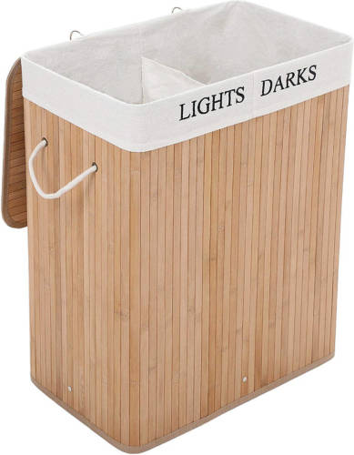 Acaza Wasmand - 2 vakken van elk 50 liter - 52x63x32 cm - bamboe