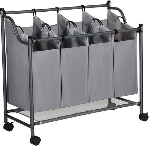 Acaza Mobiele wassorteerder - 4 vakken van elk 35 liter - 81x88x39 cm - grijs