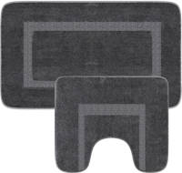 Loti Living Badmat Set met Toiletmat Antislip - Douchemat - Badmat set wc mat - Grijs - 50x80 cm + 50x40 cm