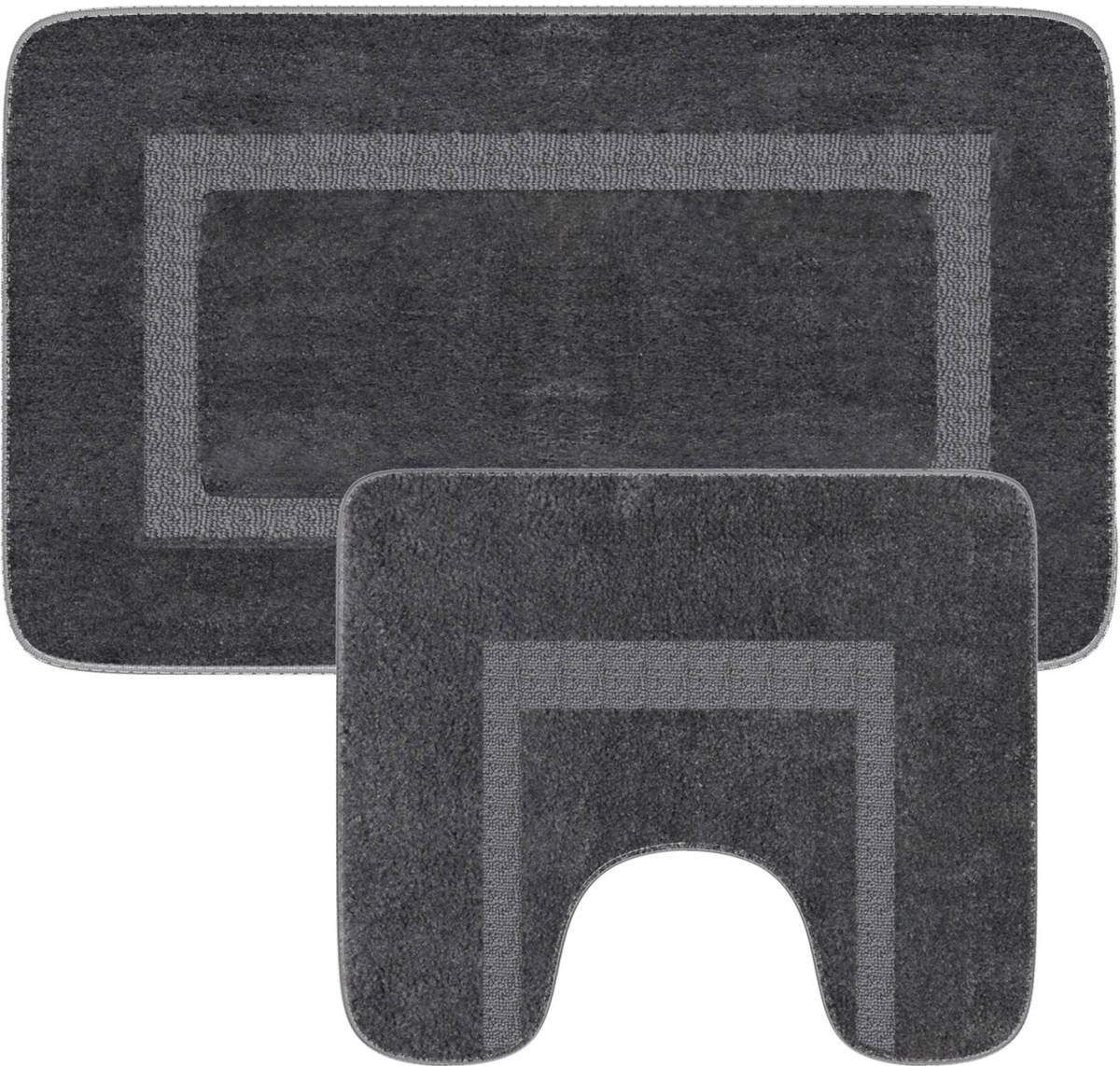 Loti Living Badmat Set met Toiletmat Antislip - Douchemat - Badmat set wc mat - Grijs - 50x80 cm + 50x40 cm
