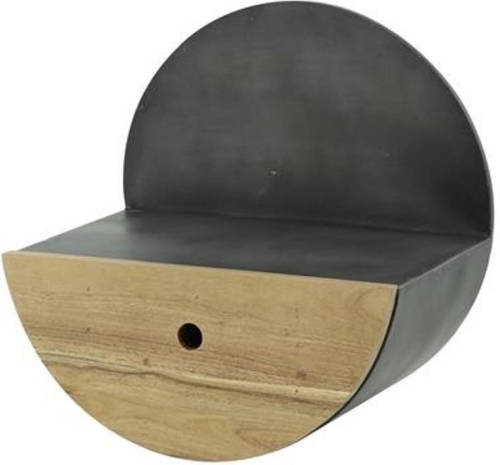 Dimehouse Industrieel rond wandrek hout en metaal Tim Ø 40 cm