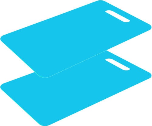 Excellent Houseware snijplank - 2x - blauw - kunststof - 34 x 24 cm - Snijplanken