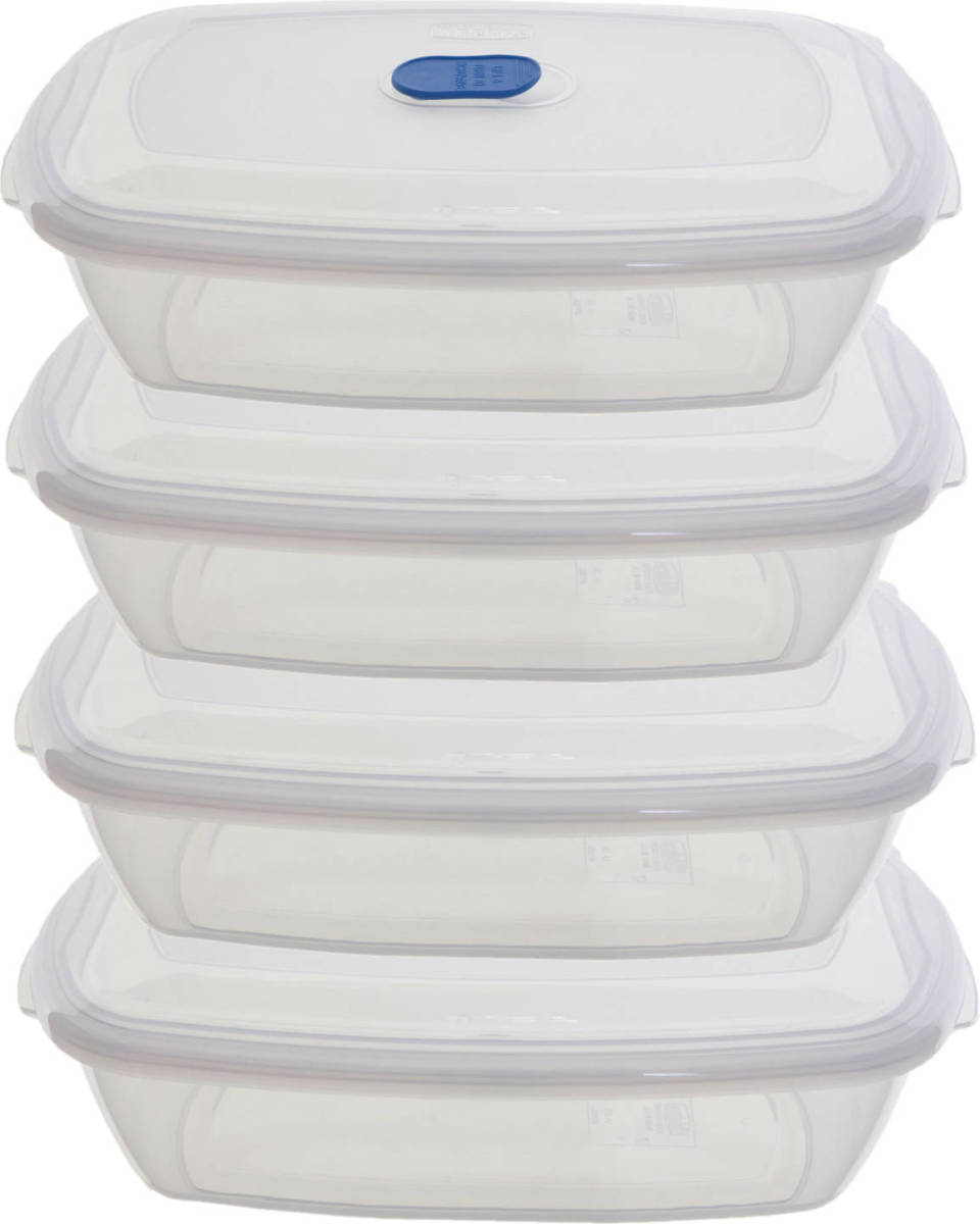Whitefurze Vershoudbakje - 4x - magnetron/vriezer - kunststof - 400 ML - Vershoudbakjes