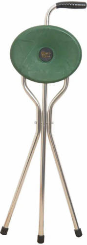 Classic Canes Wandelstok met zitje - Trio Maxi - Groen - Driepoot - Zithoogte 57,5 cm - Loophoogte 84 cm