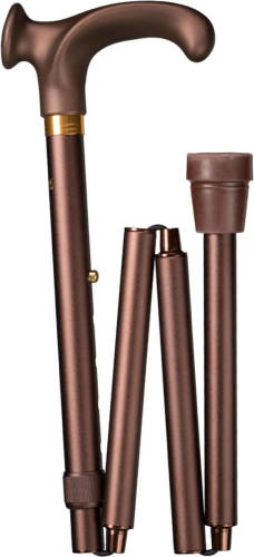 Gastrock Opvouwbare wandelstok - Brons - Rechtshandig - Ergonomisch handvat - Relax-grip - Aluminium - Lengte 88 - 98 cm