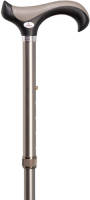 Gastrock Verstelbare Wandelstok - Donkergrijs - Mat afgewerkt - Super Soft Derby handvat - Aluminium - Lengte 89 - 99 cm