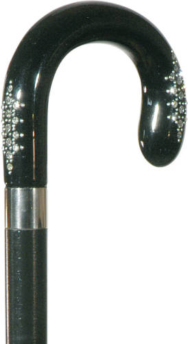 Classic Canes Bijzondere wandelstok - Zwart - Hardhout - Rond handvat - Swarovski kristallen - Lengte 92 cm