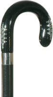 Classic Canes Bijzondere wandelstok - Zwart - Hardhout - Rond handvat - Swarovski kristallen - Lengte 92 cm