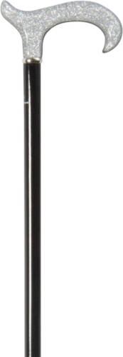 Classic Canes Bijzondere wandelstok - Zwart - Hardhout - Zilver zwart acryl - Derby handvat - Lengte 94 cm