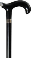 Classic Canes Bijzondere wandelstok - Zwart - Hardhout - Met Swarovski kristallen - Derby handvat - Lengte 92 cm