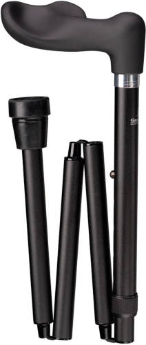 Gastrock Opvouwbare wandelstok - Zwart - Linkshandig - Ergonomisch handvat - Soft-Touch - Aluminium - Lengte 88 - 98 cm