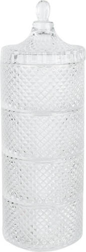 Clayre & Eef Glazen potje Ø 10x25 cm Transparant Glas Potje met Deksel Transparant Potje met Deksel