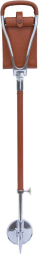 Classic Canes Wandelstok met zitje - Swivel - Bruin - Leer - Verstelbaar - Zithoogte 77 - 90 cm - Loop hoogte 83 - 96 cm