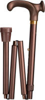 Gastrock Opvouwbare wandelstok - Brons - Linkshandig - Ergonomisch handvat - Relax-grip - Aluminium - Lengte 88 - 98 cm
