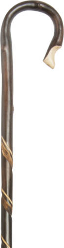 Classic Canes Herdersstaf - Bruin - Kastanjehout - Geschroeid - Dubbele spiraal - Lengte 135 cm - Pelgrimsstaf