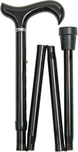 Classic Canes Opvouwbare wandelstok - Zwart - Aluminium - XL wandelstok - Derby handvat - Lengte 90 - 100 cm