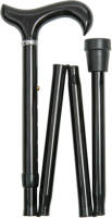 Classic Canes Opvouwbare wandelstok - Zwart - Aluminium - XL wandelstok - Derby handvat - Lengte 90 - 100 cm