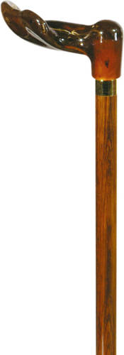 Classic Canes Houten wandelstok - Bruin - Hardhout - Linkshandig - Acryl Ergonomisch handvat - Lengte 92 cm