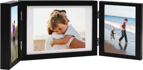 VidaXL Fotolijst drieluik 28x18 cm+2x(13x18 cm) zwart