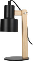 Home & Styling Tafellamp/bureaulampje Design Light - hout/metaal - zwart - H32 cm - Leeslamp - Bureaulampen