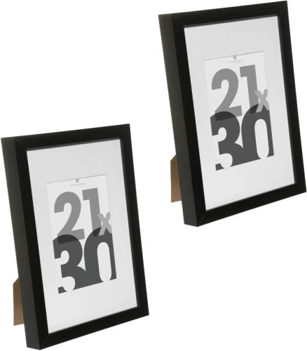 5five Atmosphera fotolijstje voor een foto van 21 x 30 cm - 2x - zwart - foto frame Eva - modern/strak ontwerp - Fotolijsten