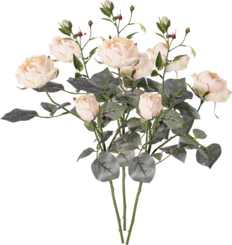 Top Art Kunstbloem roos Ariana - 3x - wit - 73 cm - kunststof steel - decoratie bloemen - Kunstbloemen