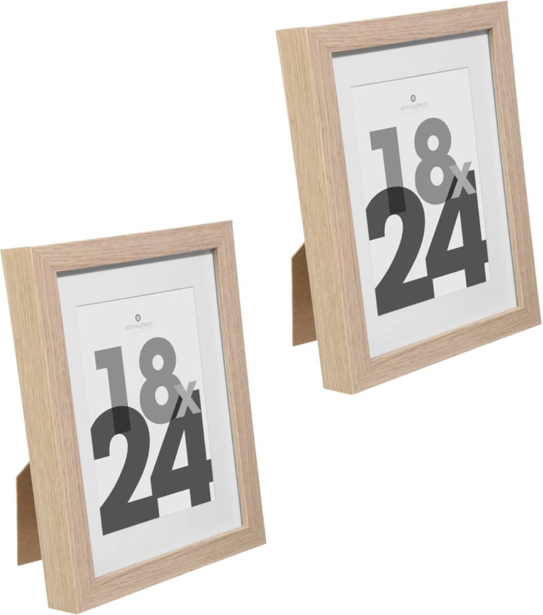5five Atmosphera fotolijstje voor een foto 18 x 24 cm - 2x - naturel - foto frame Eva - modern/strak ontwerp - Fotolijsten