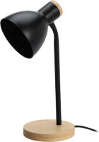 Home & Styling Tafellamp/bureaulampje Design Light - hout/metaal - zwart - H36 cm - Leeslamp - Bureaulampen