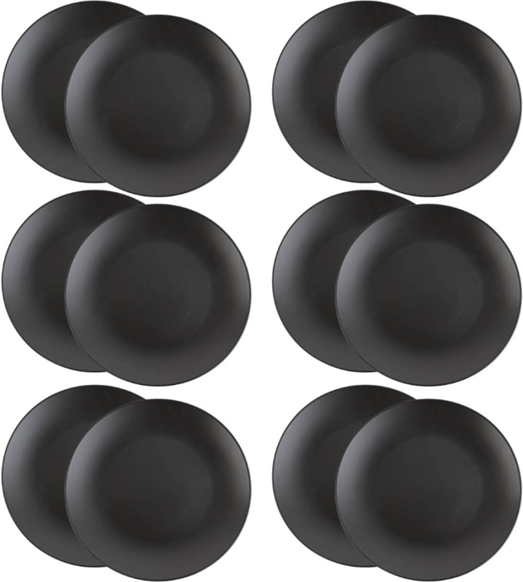 OTIX Bordenset - Dinerbord - Borden - Plat - Set van 12 - Mat zwart - Diameter 27cm - Aardewerk - IVY Servies